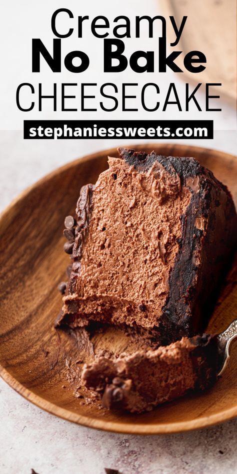 Chocolate No Bake Cheesecake, Brownie Crust, Chocolate No Bake, Cheesecake Desserts Recipes, No Bake Chocolate Cheesecake, Chocolate Ganache Frosting, Brownie Cheesecake, Ganache Frosting, Chocolate Cheesecake Recipes