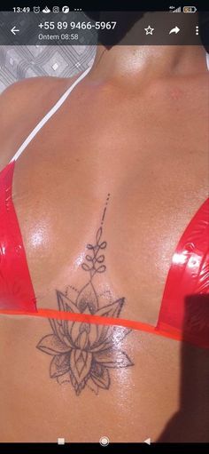 Chest Tattoo Female In Between Chest Tattoo Female, Cross Female Tattoo, Tattoos For Women Black People, Tattoo In Between Chest Woman Small, Creative Women Tattoos, Tat In Between Chest, Tattoos Inbetween Breast Flower, Brest Tattoos For Black Women, Leo Tattoo Black Women