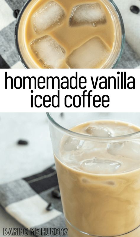 This Vanilla Iced Coffee recipe is the perfect way to start the day or to get a quick boost during the afternoon hours. Easy & delicious! How To Make Iced Coffee At Home Recipes, Easy Iced Coffee Recipe 3 Ingredients, Simple Iced Coffee Recipe, Easy Iced Coffee At Home, How To Make Iced Coffee, Homemade Iced Coffee Recipe Easy, How To Make Iced Coffee At Home, Ice Coffee Recipes, Best Iced Coffee Recipe