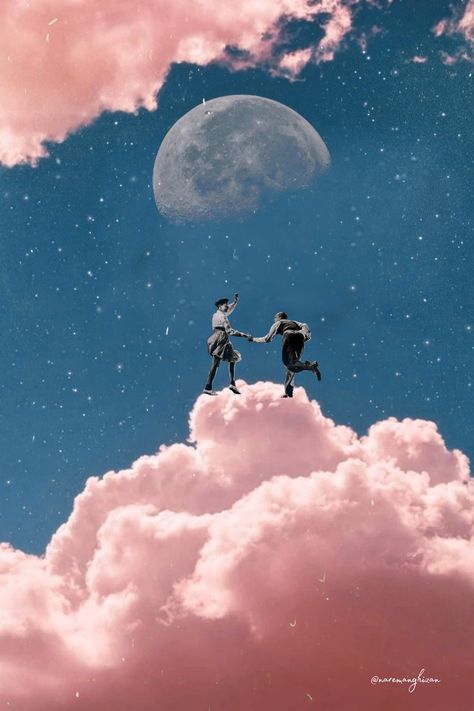 Dancing in the clouds, coz why not!! ☁️💕 Edit by @naremanghizan  #clouds #pinkclouds #moon #dance #freetoedit Surreal Collage Art, Aesthetic Profile Picture Cartoon Soft, Dance Wallpaper, Plant Styling, Cloud Illustration, Collage Kunst, Moon Dance, Surreal Collage, Cloud Art