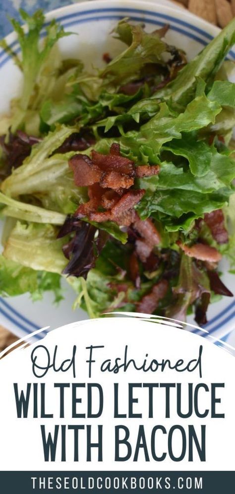 Grandma's Wilted Lettuce Recipe - These Old Cookbooks Wilted Lettuce Salad Bacon Dressing, Fresh Garden Lettuce Salad Recipes, Lettuce Dressing Recipe, Garden Lettuce Recipes, Creamed Lettuce Recipe, Fresh Lettuce Recipes, Amish Vegetable Recipes, Wilted Lettuce Salad Bacon Recipe, Garden Lettuce Salad Recipes