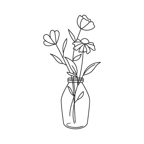 Embroidery Sketches Design Drawings, Flowers In A Vase Tattoo, Annotation Ideas, Dog Portrait Drawing, Bottle Vector, Labyrinth Design, Line Art Flowers, Hand Embroidery Patterns Free, Flower Bottle