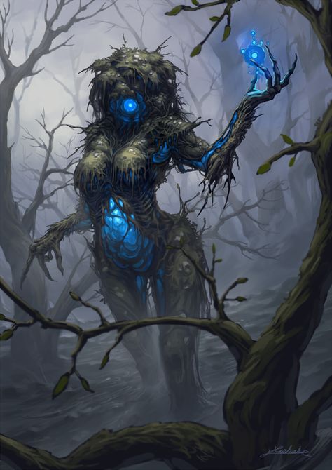 #KohelHayama #SwampTreefolk #SciFi #SciFiArt #ScienceFictionArt #ScienceFiction Mythical Forest, Forest Ideas, Forest Goddess, Creature Ideas, Swamp Creature, Dark Creatures, Graphisches Design, Cool Monsters, 다크 판타지