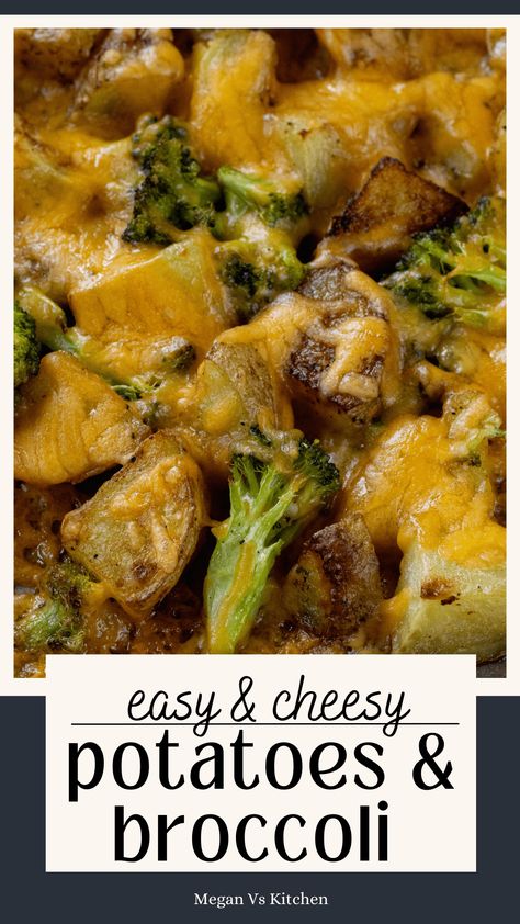 Take your dinner to the next level with this easy and flavorful potatoes and broccoli with cheese recipe! These veggies are roasted to perfection then covered in a blanket of melted cheddar cheese, making them the perfect easy fall side. Cheesy Broccoli Potatoes, Roasted Potatoes And Broccoli, Broccoli With Cheese, Potatoes And Broccoli, Broccoli Side Dish, Potatoes And Cheese, Broccoli Dishes, Broccoli And Potatoes, Cheddar Potatoes