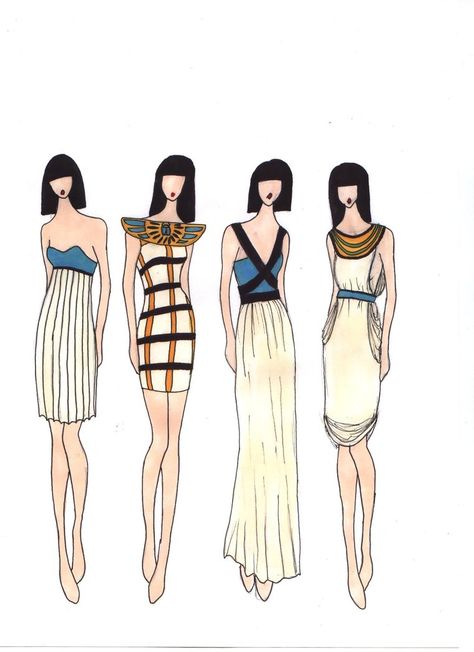 Designs - Ancient Egypt by andimconducting Egypt Clothes, Egypt Clothing, Ancient Egyptian Fashion, University Interview, Egypt Dress, Ancient Egyptian Clothing, Ancient Egypt Fashion, Costume Design Sketch, Egyptian Clothing