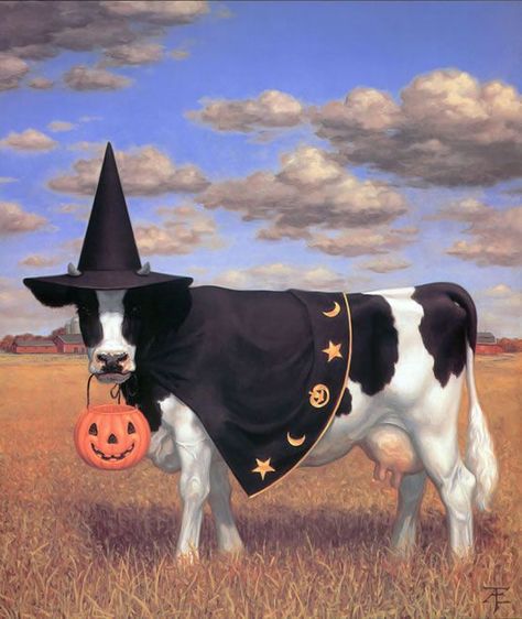 Animated Cow, Halloween Cow, Witch Cottage, Creation Photo, Cow Pictures, Your Welcome, Cow Painting, Halloween Images, Wicked Witch