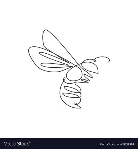 Alpaca Line Art, Minimalist Bee Drawing, Line Art Bee, Bee Line Drawing, Bee Line Art, Anna Tattoo, Wasp Tattoo, Graphic Design Vector, Bee Drawing