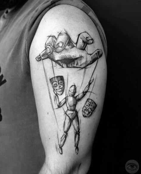 Puppeteer Tattoo, Master Of Puppets Tattoo, Marionette Tattoo, Theatre Tattoo, Tattoo Homme, Sketch Style Tattoos, Surreal Tattoo, Forarm Tattoos, Wrist Tattoos For Guys