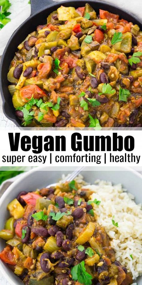 Vegan Gumbo, Pasta Vegetariana, Dinner Vegan, Okra Recipes, Idee Pasto Sano, Taco Bell, Kidney Beans, Vegetarian Recipes Healthy, Vegan Dinner Recipes