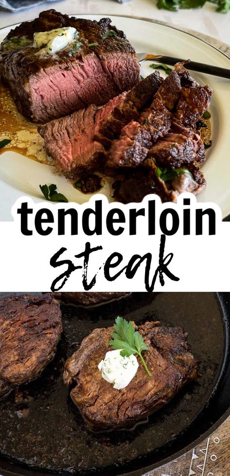 How To Cook Tenderloin, Tenderloin Steak Recipes, Tenderloin Recipes Oven, Sear Steak, Reverse Sear Steak, Cooking Beef Tenderloin, Filet Recipes, Herbed Butter, Beef Tenderloin Recipes