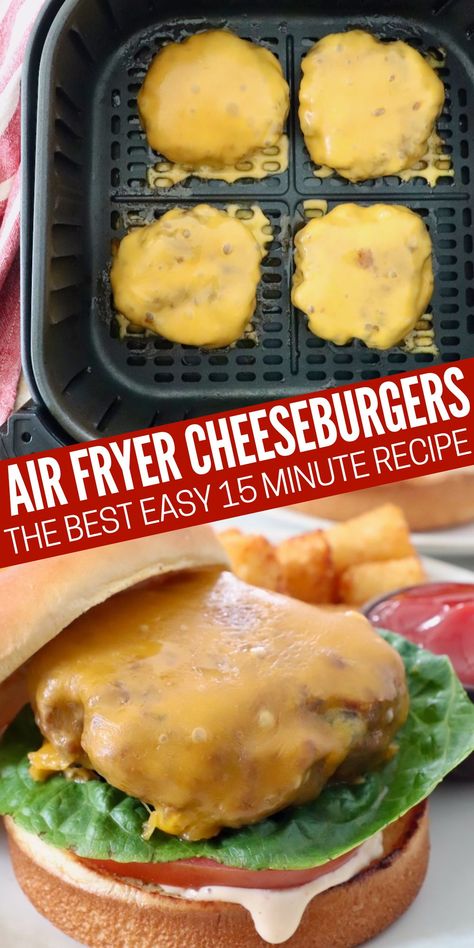 Make juicy, tender, flavorful Air Fryer Hamburgers in just 14 minutes with this easy recipe! No grill? No problem! Use your air fryer to make these delicious burgers at home for a quick and simple meal. Air Fryer Cheeseburger, Grilled Hamburger Recipes, Air Fryer Hamburgers, Burgers At Home, Air Fryer Recipes Beef, How To Cook Hamburgers, Sweet Potato Oven, Easy Burger Recipe, Airfryer Recipes