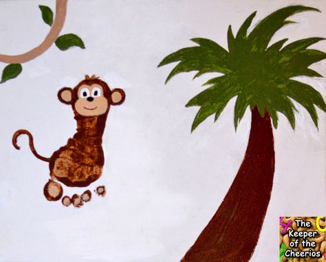 The Keeper of the Cheerios: Monkey Footprints Summer Crafts For Toddlers, Jungle Crafts, August Crafts, Baby Footprint Art, Monkey Crafts, Footprint Craft, Baby Art Projects, Footprint Crafts