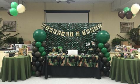 Army Party Decorations, Army Themed Birthday, Navy Retirement, Camo Birthday Party, Camouflage Party, Army Birthday Parties, Army Birthday, Camo Birthday, Army's Birthday