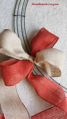 Christmas Chronicles, Burlap Wreath Tutorial, Ribbon Wreaths, Wreath Bows, Burlap Wreath Diy, Burlap Projects, Wreath Project, Diy Fall Wreath, Burlap Crafts