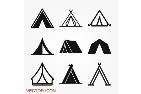 Tent Tattoo, Tent Icon, Tent Drawing, Camp Icon, Tent Logo, Camping Logo, Boho Tent, Woodcut Printing, Camping Icons