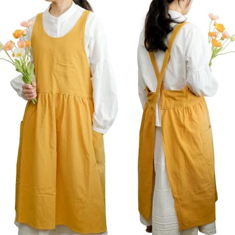 Cross Back Aprons, Dog And Owner Costumes, Cooking Painting, Japanese Style Apron, Apron Cute, Branded Aprons, Aprons For Women, Dog And Owner, Cross Back Apron