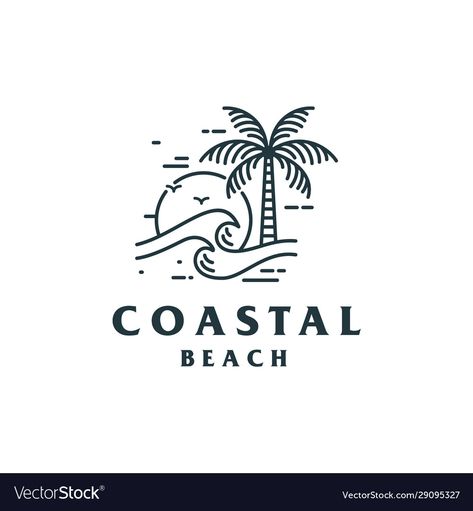 Beach Design Graphic, Coastal Logo Design, Surf Logo Design, Beach Graphic Design, Coastal Logo, Beach Logo Design, Beach Branding, Logo Surf, Beach Graphics