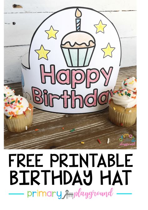 Free Printable Birthday Hat #kindergarten #birthday #preschool Birthday Hat Printable, Primary Playground, Happy Birthday Crown, Preschool Birthday, Hat Printable, Class Birthdays, Student Birthdays, Classroom Birthday, Crown For Kids