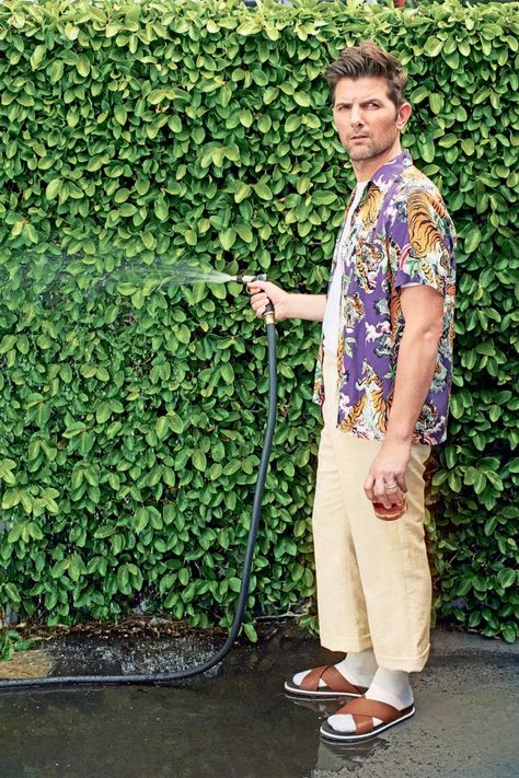 Adam Scott is best known for his droll, snarky turns on shows such as “Party Down,” “Parks and Recreation” and “The Good Place,” but whether he’s modeling chic takes on dad fashion or starring in the new season of “Big Little Lies,” he’s increasingly showing off his serious side. Zoe Kravitz Dress, Ben Wyatt, Life Of Walter Mitty, Hawaiian Print Shirts, Adam Scott, Naomi Scott, Laura Dern, John Mulaney, Big Little Lies