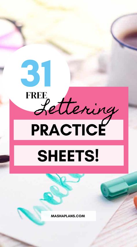 Hand Lettering Printables Free, Calligraphy Practice Sheets Free Printable, Lettering Practice Sheets Free Printable, Hand Lettering Practice Sheets Free, Calligraphy Practice Sheets Free, Pretty Fonts Alphabet, Journal Ideas Pages, Free Lettering Worksheets, Brush Fonts Free