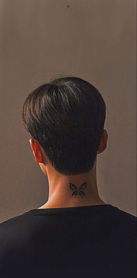 Neverless Butterfly Tattoo, Park Jae Eon Tattoo, Song Kang Butterfly Tattoo, Song Kang Tattoo, Song Kang Butterfly, Butterfly Tattoo Back Of Neck, Nevertheless Tattoo, Nevertheless Wallpaper, Nevertheless Butterfly