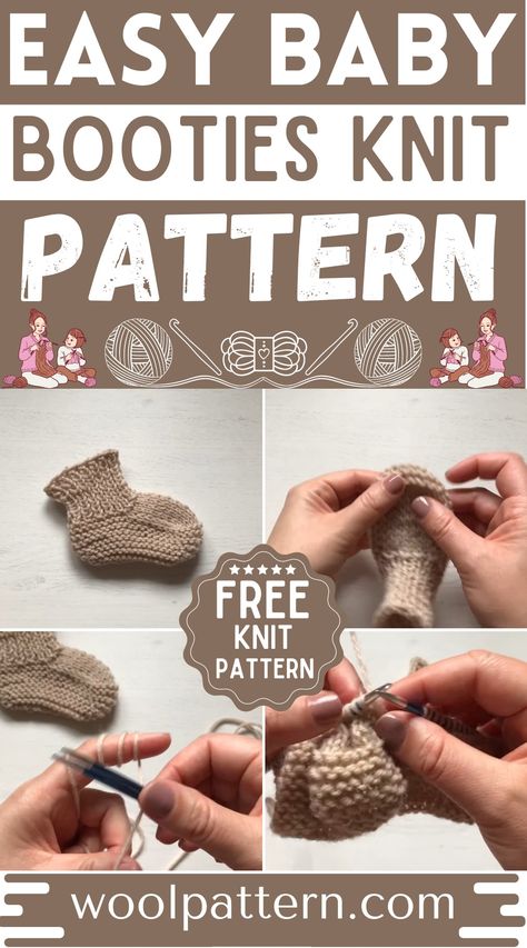 Easy Baby Booties Knit Pattern Knitted Booties Free Pattern, Knitted Baby Booties Free Pattern, Knit Baby Booties Pattern Free, Baby Knitting Patterns Free Newborn, Knitted Baby Boots, Yarn And Needles, Easy Baby Knitting Patterns, Baby Socks Knit, Knit Slippers Free Pattern