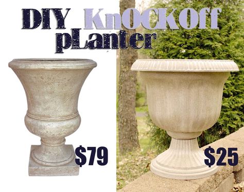 "I decided to knock off my favorite Tuscan-inspired urn using spray paint and white glaze." Stone Spray Paint, Fall Gardens, Living Rich, Window Boxes Diy, Stone Planter, Garden Cactus, Cedar Planter Box, Garden Frogs, Planter Project