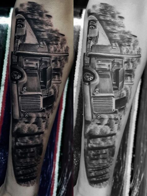 Trucking Life in 2022 | Truck tattoo, Trucker tattoo, Tattoos Trucker Tattoo Ideas, Trucker Tattoo, Caterpillar Tattoo, Truck Tattoo, Cross Tattoo For Men, Upper Arm Tattoos, Geniale Tattoos, Trucking Life, Memorial Tattoos