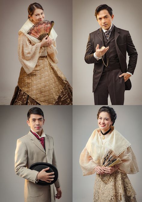 Maria Clara And Crisostomo Ibarra, Filipino Photoshoot, Barot Saya, Crisostomo Ibarra, Maria Clara At Ibarra, El Filibusterismo, Modern Filipiniana Dress, Filipino Clothing, Jose Rizal