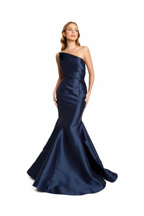 NICOLE BAKTI STYLE #7206. Nicole Bakti, Navy Gown, Strapless Evening Gowns, Bridal Jumpsuit, Sherri Hill Prom Dresses, Terani Couture, Bridal Bridesmaid Dresses, Strapless Neckline, Allure Bridal