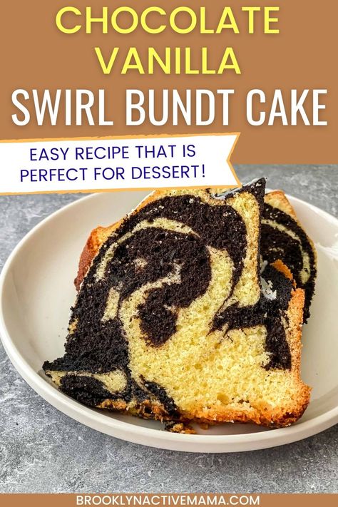 Chocolate Vanilla Swirl Cake, Easy Apple Bundt Cake, Marble Bundt Cake Recipe, Swirl Cakes, Swirl Bundt Cake, Marble Bundt Cake, Bunt Cake Recipe, Cinnamon Swirls, No Bake Blueberry Cheesecake