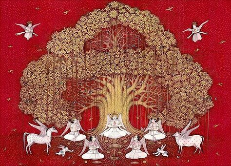 Kalpavriksha Tree Wallpaper, Kalpa Vriksha Tree, Kalpavriksha Tree Painting, Kalpavruksh Tree Design, Kalpvriksh Tree Wallpaper, Kalpavruksh Tree Painting, Kalpvriksh Tree, Kalpataru Tree, Kalpavruksh Tree