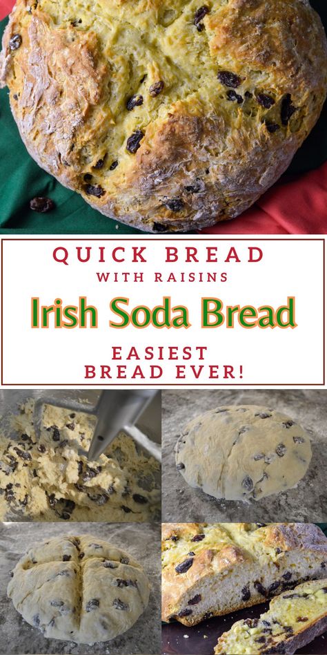 Unlock the secret to an incredibly easy, yet delicious Soda Bread recipe that will leave you craving more! This Quick Bread with Raisins is not only effortless to make but a fantastic choice for breakfast, brunch, dessert, or snack time. Don't miss out on the magic of this Irish Soda Bread with raisins. One of the easiest breads you can make! Homemade Irish Soda Bread, No Knead Irish Soda Bread, Irish Soda Bread Dutch Oven, Irish Soda Bread Recipe Traditional Caraway Seeds, Authentic Irish Soda Bread, Irish Soda Bread Recipe Without Buttermilk, Irish Soda Bread With Raisins, Soda Bread Recipe Easy, Irish Soda Bread Recipe Traditional