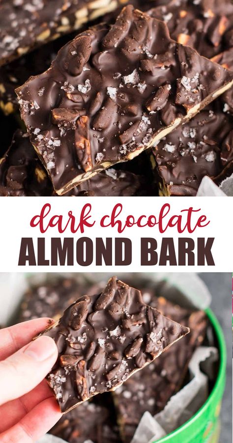 Dark Chocolate Almond Bark, Almond Bark Recipes, Christmas Vegan, Dessert Christmas, Dark Chocolate Bark, Dark Chocolate Recipes, Dessert Halloween, Bread Pudding With Apples, Chocolate Bark Recipe