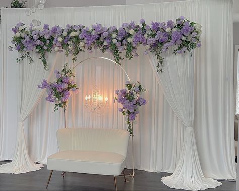 Backdrop Curtain Ideas, Strip Wood, Lavender Wedding Theme, Engagement Stage Decoration, Nikah Decor, Curtain Decoration, Wedding Stage Backdrop, Wedding Background Decoration, Desi Wedding Decor