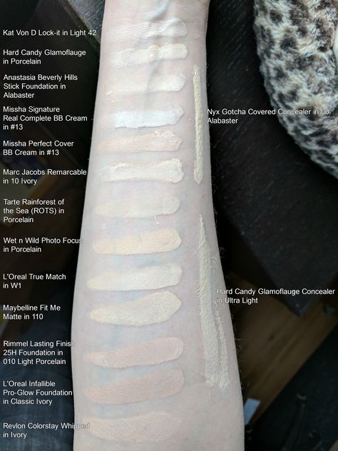 awesome pale foundation swatches Foundation For Pale Skin, Pale Olive Skin, Pale Foundation, Pale Skin Makeup, Foundation Swatches, Affordable Makeup, Best Skincare Products, Foundation Shades, Stick Foundation