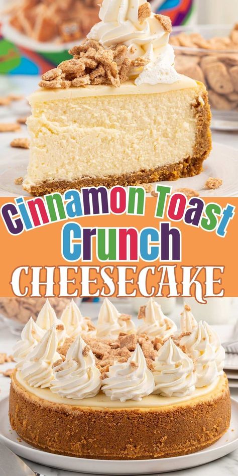 Cereal Cheesecake Recipes, Cinnamon Toast Crunch Pie Crust, Cinnamon Toast Crunch Crust, Cinnamon Toast Crunch Milkshake, No Bake Cinnamon Toast Crunch Cheesecake, Cinnamon Crunch Cheesecake, Captain Crunch Cheesecake, Good Cheesecake Recipes, Chocolate Crunch Cheesecake