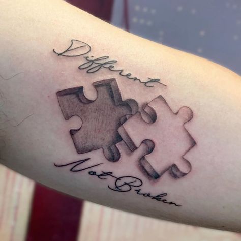 Visionary Tattoo, Thomas Tattoo, Family Sleeve Tattoo, Marriage Tattoos, Partner Tattoos, Puzzle Drawing, Puzzle Piece Tattoo, Puzzle Tattoos, Tattoo Script Fonts