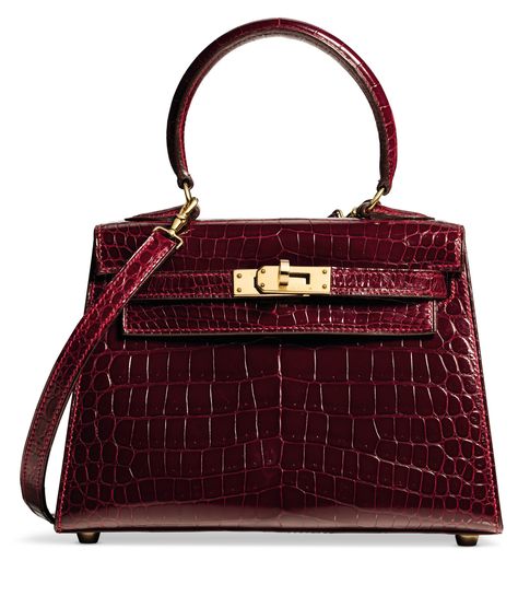 A SHINY ROUGE H POROSUS CROCODILE SELLIER MINI KELLY 20 WITH GOLD HARDWARE | HERMÈS, 1993 | Textiles & Costume, Exotic | Christie's Kelly Sellier, Mini Kelly, Vintage Designer Bags, Hermes Kelly Bag, What Goes Around Comes Around, Kelly Bag, Fancy Bags, Designer Products, Hermes Handbags