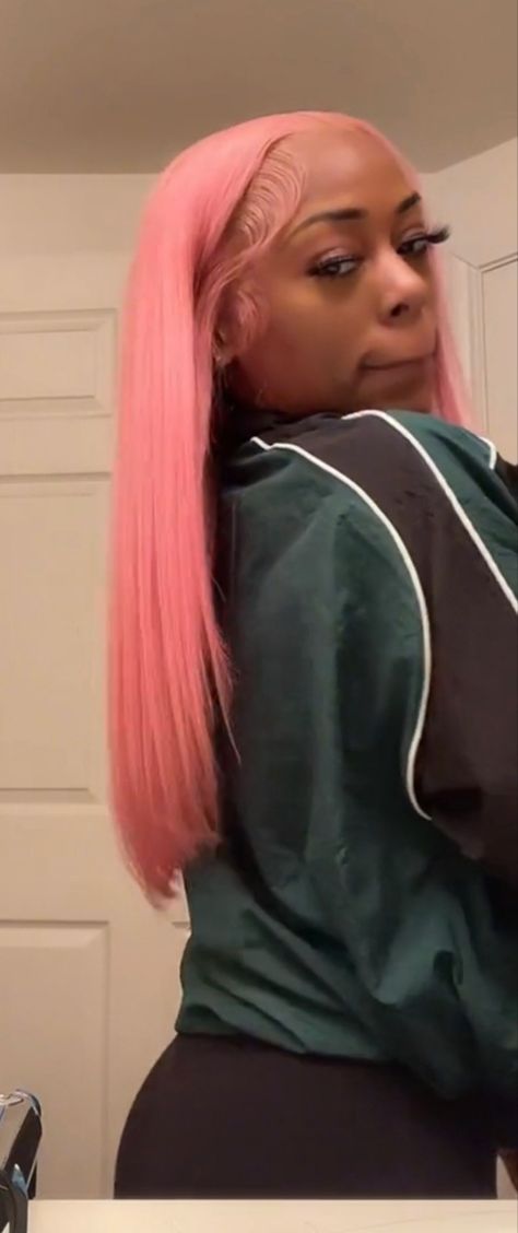 Colored Wig Styles For Black Women, Lace Front Hair Colors, Colored Hair Ideas For Blondes, Frontal With Color, Bob Lace Front Wigs Styles, Light Pink Frontal Wig, Pink Wig Hairstyles For Black Women, Wig Hair Colors For Black Women, Color Wigs Black Women