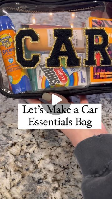 Melissa on Instagram: "Car Console Bag, for all the essentials! The bag and sticker letters are from @hobbylobby . This keeps everything organized and in one place! #carorganization #carorganizer #organizationideas #cleancar #carcleaning #sahm #sahmlife❤️ #cleaningideas #momlife #momsofinsta #momblogger" What I Keep In My Car, Car Toiletry Bag, Car Console Organization, Things To Keep In Your Car, Car Bag Essentials, Car Organization Ideas, Sticker Letters, Car Console, Car Essentials