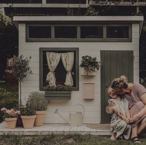 Playhouse Interior Ideas, Painted Garden Sheds, Outdoor Playhouse Ideas, Playhouse Interior, Diy Kids Playground, Kids Playhouse Outdoors, Outdoor Play Space, Play Area Backyard, Backyard Kids Play Area