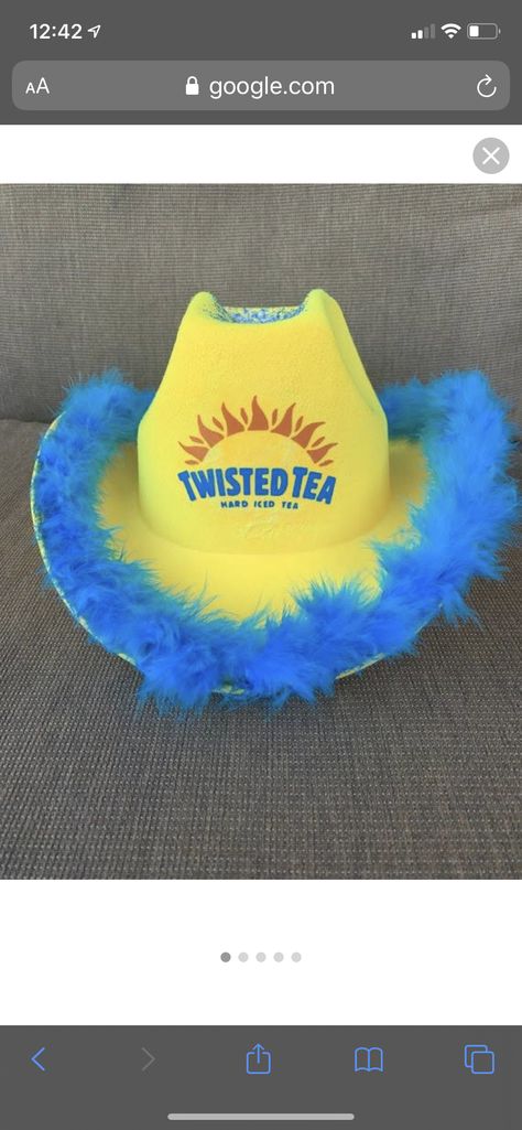 Twisted Tea Hat, Twisted Tea Cowboy Hat, Twisted Tea Costume, Twisted Tea Halloween Costume, Alcohol Halloween Costumes, Tea Hat, Girl Hats, Themed Halloween Costumes, Tea Hats