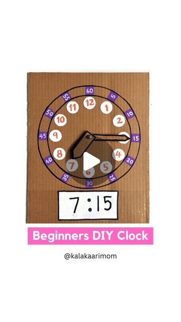 How to teach time to Kids DIY Cardboard Clock Clock Teaching Time Kids, Clock Making Ideas Kids, Clock Activities For Kids, Diy Clock For Kids, Clock Learning For Kids, Maths Preschool, Teach Telling Time, Parts Of A Clock, Cardboard Clock