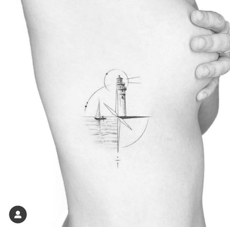 Ship Tattoo Women Small, Small Sailing Tattoo, Lighthouse Boat Tattoo, Sailboat And Lighthouse Tattoo, Lighthouse And Boat Tattoo, Lighthouse Minimalist Tattoo, Lighthouse Line Tattoo, Lighthouse Ship Tattoo, Feminine Lighthouse Tattoo