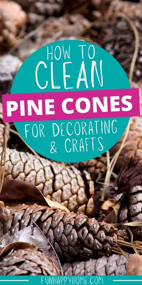 Painting Pine Cones For A Wreath, Remove Sap From Pinecones, Clean Pine Cones For Crafts, Pine Cone Cleaning, Pine Cones Wreath, How To Wash Pinecones, Home Decor With Pine Cones, White Pine Cones Diy, Crafts Using Pine Cones Holidays