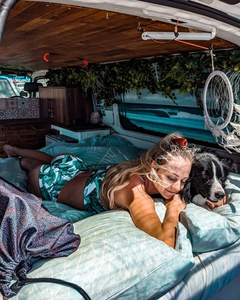 Travel Couple | Aus | Van Life on Instagram: “Best travel companions are certainly dogs 🐶❤️ Always happy and eager to be by your side 🤙 . . . . . . #thatsvangasmic #vanlifecaptain…” Dog Van Life, Van Life Dog, Caravan Interior Makeover, Vintage Caravan Interiors, House Van, Van Lifestyle, One Suitcase, Caravan Makeover, Mom Aesthetic