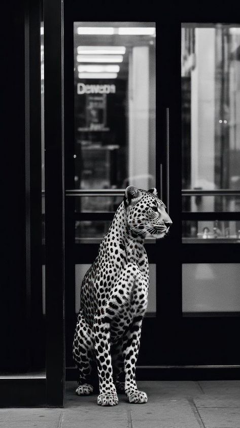 A cheetah in front of the shop in the city wildlife leopard animal. AI generated Image by rawpixel. | premium image by rawpixel.com / Pitcha Benrohman Cute Boho Aesthetic, Black Cheetah Wallpaper, Leopard Phone Wallpaper, Leopard Wallpaper Iphone, Poster Prints Black And White, Trending Backgrounds, Photo For Wallpaper, Animal Wallpaper Iphone, Cool Wallpaper Iphone