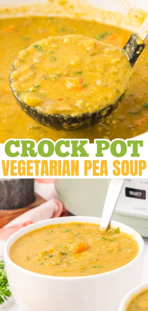 Pea Soup Recipe Slow Cooker, Split Pea Soup Crockpot Vegetarian, Vegetarian Split Pea Soup Slow Cooker, Split Pea Soup Recipe Vegetarian, Creamy Split Pea Soup, Instapot Split Pea Soup, Crockpot Pea Soup, Slow Cooker Pea Soup, Split Peas Recipes