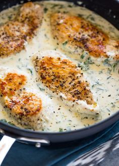 Creamy Garlic Parmesan Chicken Is a Dinner Winner | Kitchn Creamy Chicken Dish, Chicken Thights Recipes, Gimme Delicious, Great Chicken Recipes, Creamy Parmesan, Garlic Parmesan Chicken, Parmesan Chicken, Best Chicken Recipes, Creamy Garlic